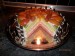 ovocný tříbarevný dort v řezu